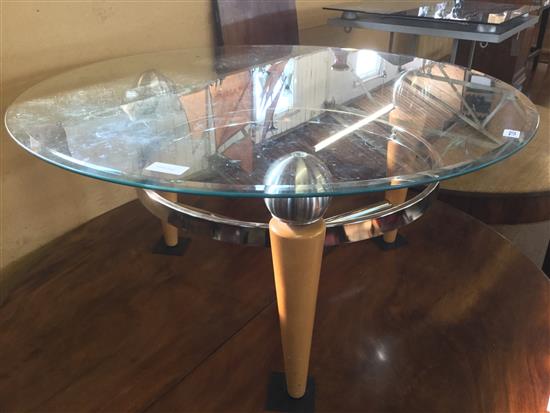 Circular glass top coffee table